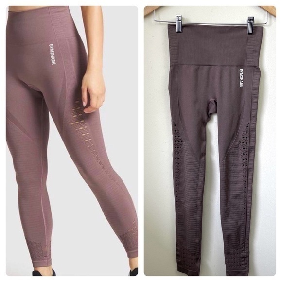 Gymshark Energy‎ Seamless 7/8 Length Leggings Rose Taupe Pants Athletic - Picture 1 of 6